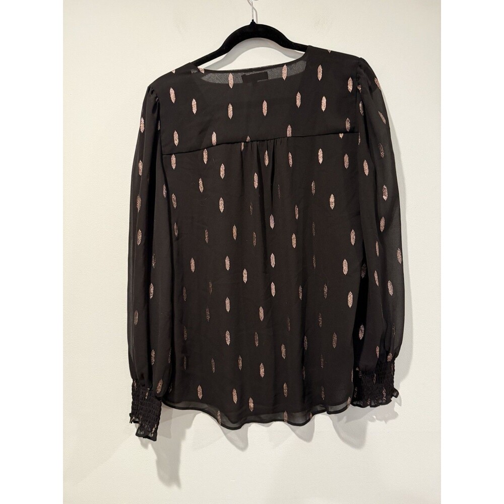 1.State Tunic Blouse Women Medium Black Workwear Lightweight Sheer Career Travel - Picture 2 of 6